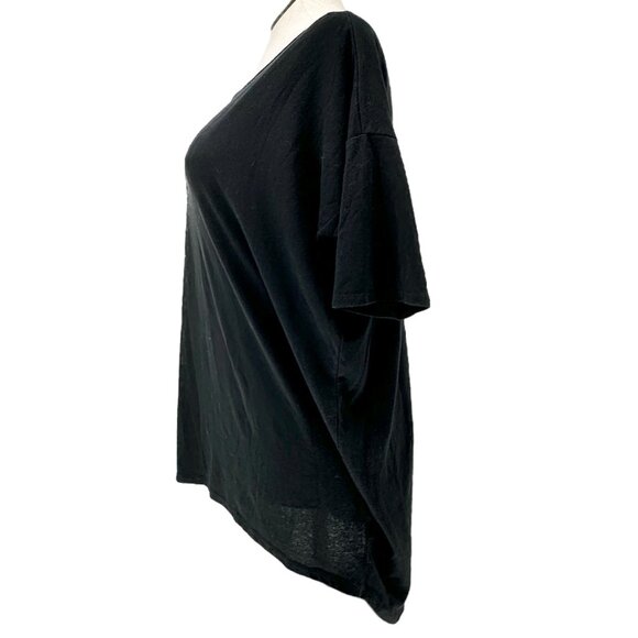 LuLaRoe Irma Tunic Top Womens L Oversized Black Cotton Poly Blend Relaxed Fit SS - Picture 8 of 9